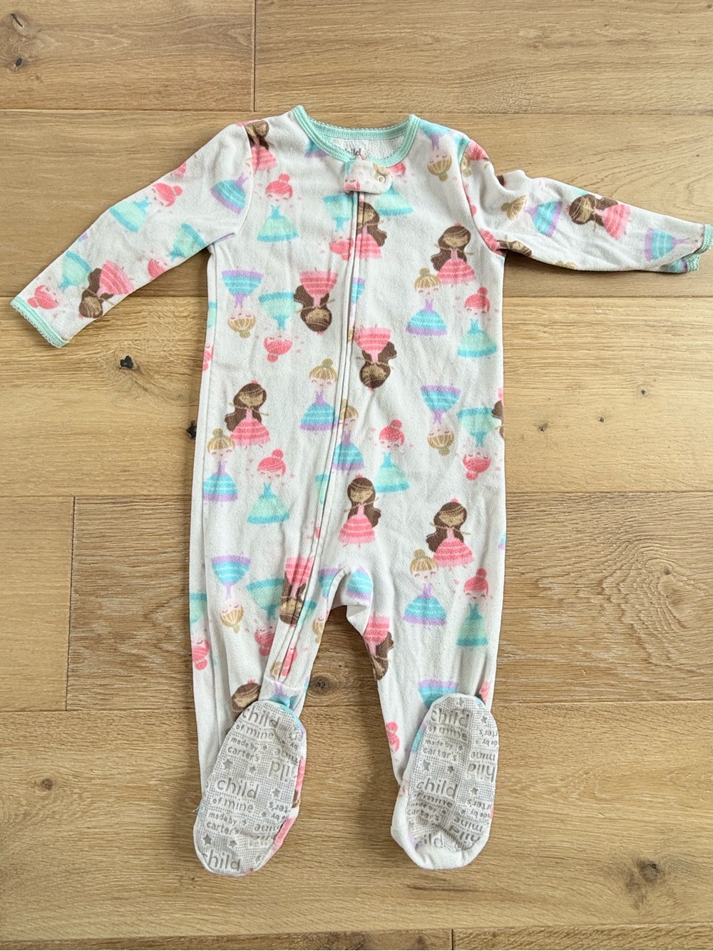 Carter's pajamas Footed One-Piece Sleeper Pink Purple Princesses size 18 months